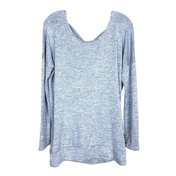Athleta Tops - Athleta Pose Open Back Top Blue Gray Long Sleeve Knit Stretchy Yoga Womens M
